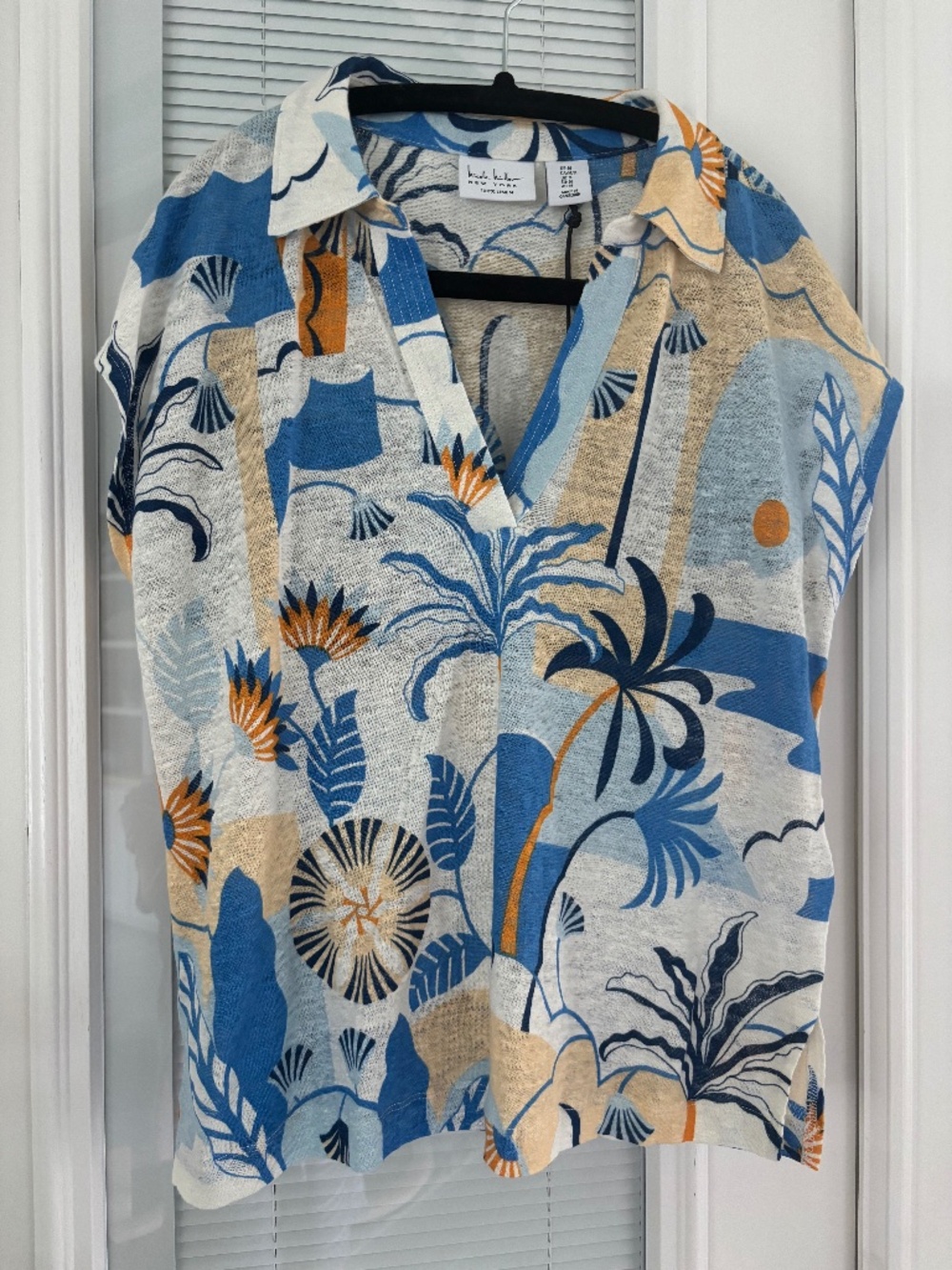 Nicole Miller Tropical Print 3 pce Linen Pants Set - Picture 7 of 11